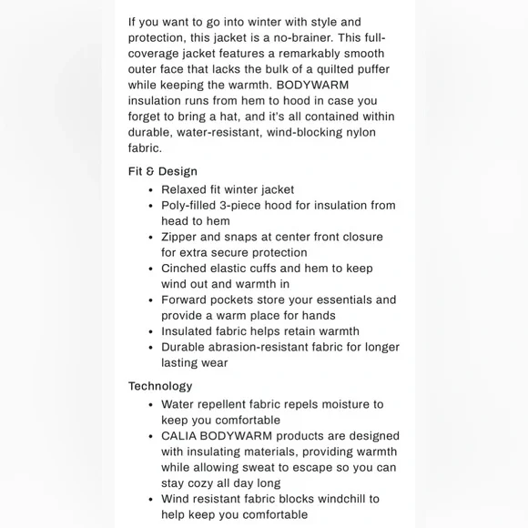 NWT Calia Women's Nonbaffled Hooded Jacket - Size XXL